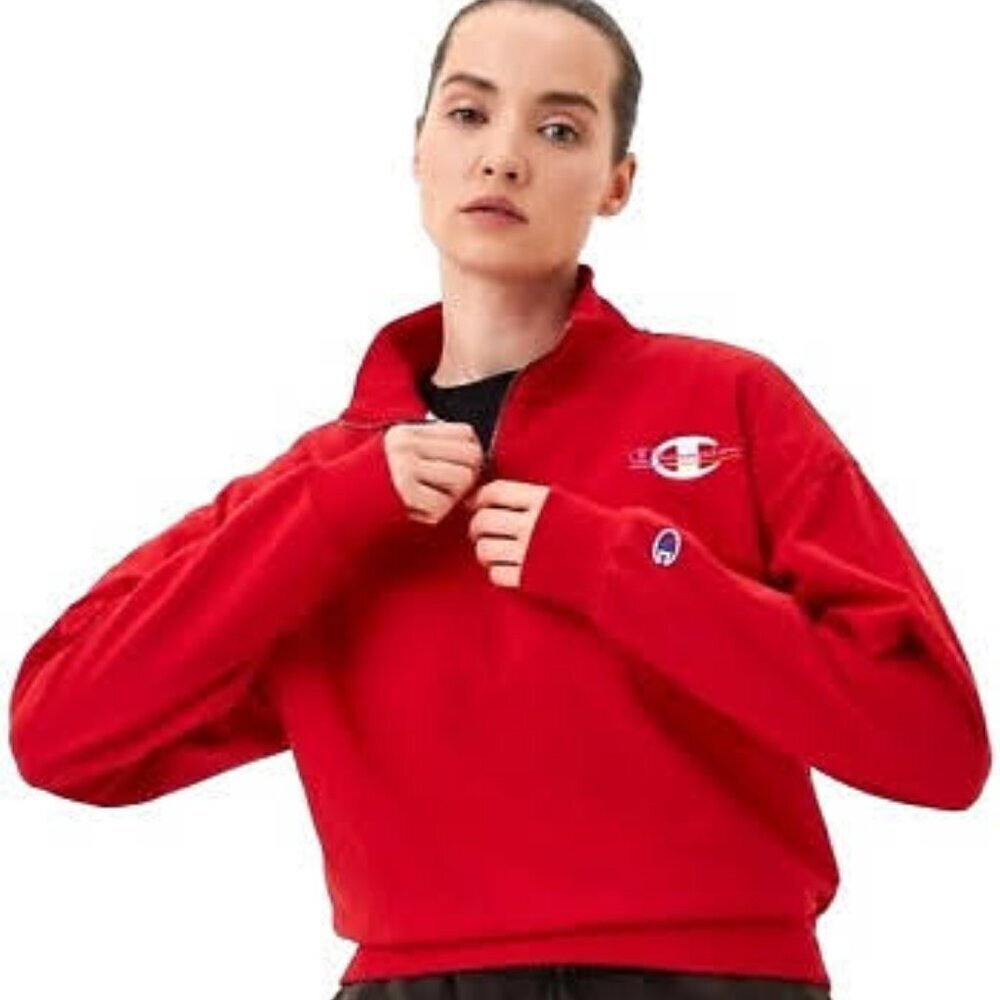 Champion Red Quarter Zip Pullover Sweater